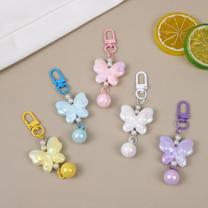 LLavero con colgante de perlas y lazo a la moda, encantador llavero para estudiantes y niñas, bolso para mujer, mochila, bolso colgante, funda para auriculares, joyería