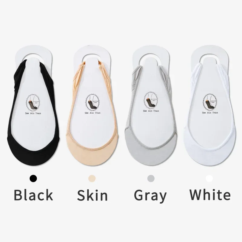 Refrescante en verano | Calcetines invisibles de barco, calcetines antideslizantes de silicona de verano para zapatos, calcetín fino con tirantes de media palma de seda helada - imagen 2