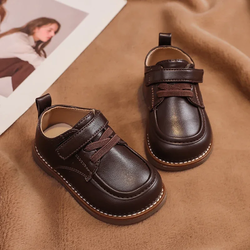 Zapatos de cuero para bebés y niñas, calzado antideslizante de suela suave, estilo británico, fiesta de cumpleaños, primavera y otoño - imagen 4