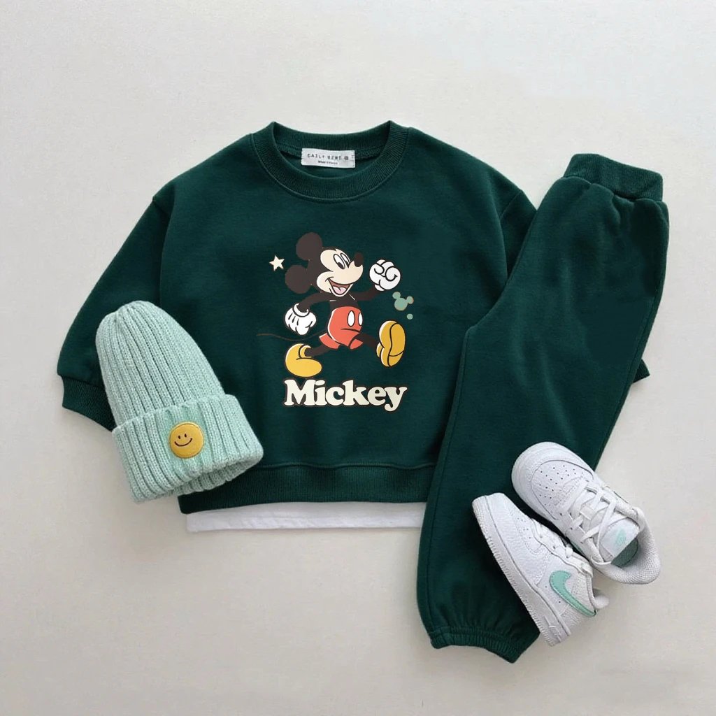 Conjunto de 2 piezas de sudaderas verdes, pantalones que combinan con todo, disfraz de otoño, conjunto de ropa de Disney, sudaderas con capucha encantadoras para niños, trajes con pantalones sueltos - imagen 4