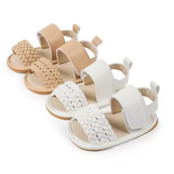 KIDSUN-zapatos para bebé, sandalias de verano para niña y niño, suela de goma de cuero PU, zapatos de vestir de princesa para primeros pasos, planos de playa al aire libre