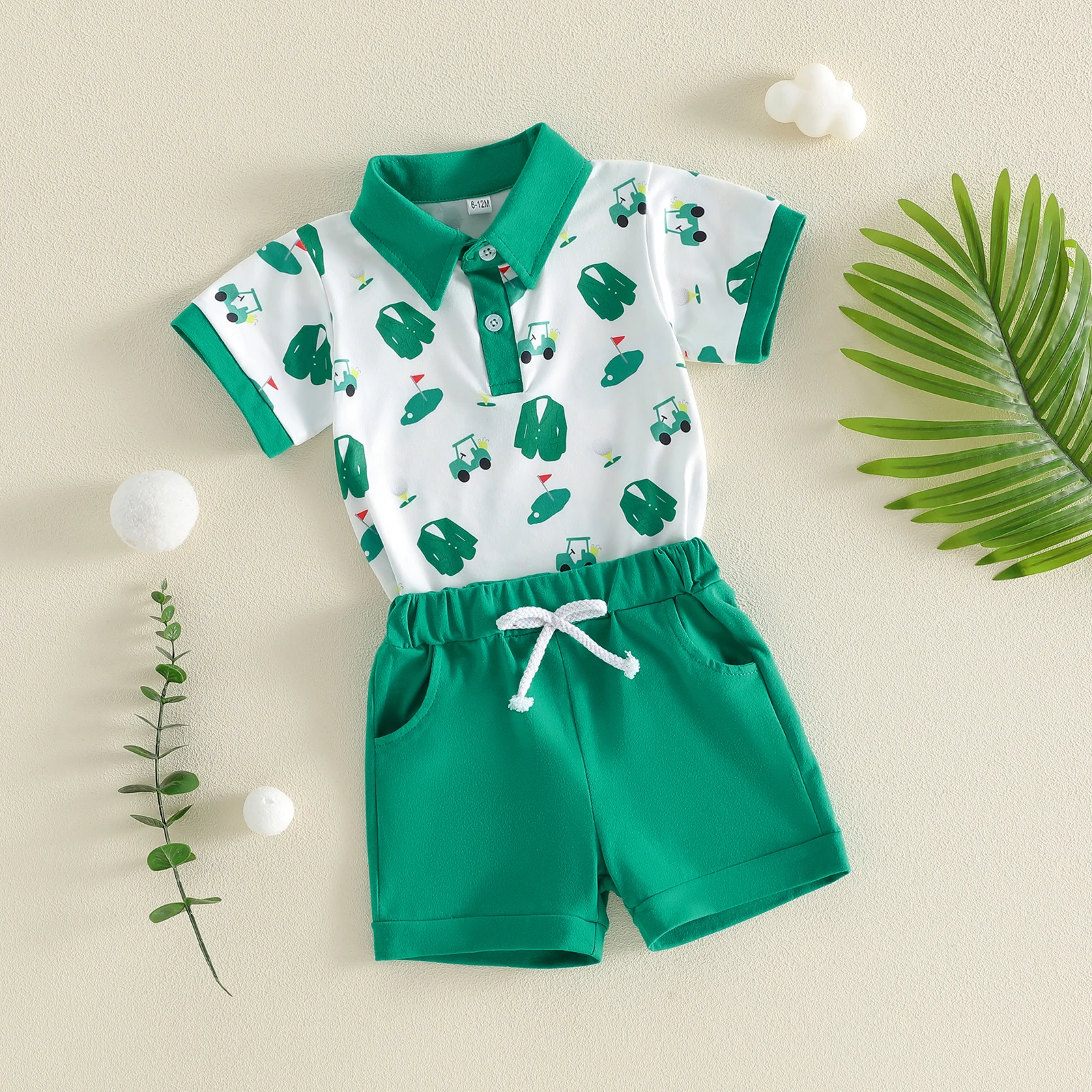 Conjunto de verano bebé: camiseta manga corta carrito de golf y shorts - imagen 3