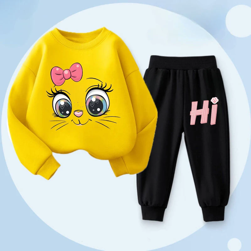 Conjuntos de sudaderas con capucha de manga larga para niñas, jersey de nuevo estilo, pantalón largo, traje de dos piezas, trajes informales para niños, chándal para niños - imagen 5