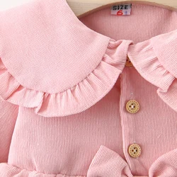 Vestido princesa rosa para niña - cuello de muñeca con lazo