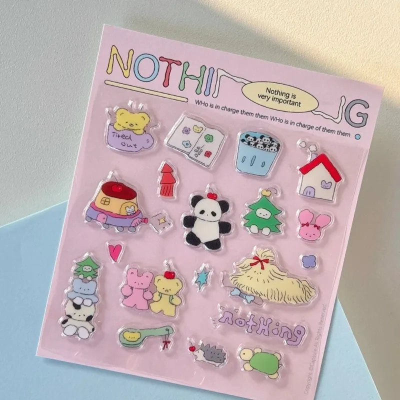 Pegatina de gelatina tridimensional de Panda, soporte para bolígrafo para teléfono móvil, portátil, taza de agua, cuenta de mano, pegatina para cámara, 1 ud.