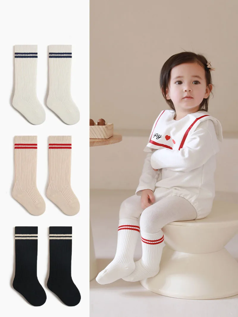5 par/lote MILANCEL nuevas medias de primavera para niños 0-8T calcetines elegantes Preppy para bebés medias de rayas bloqueadas de Color para niñas
