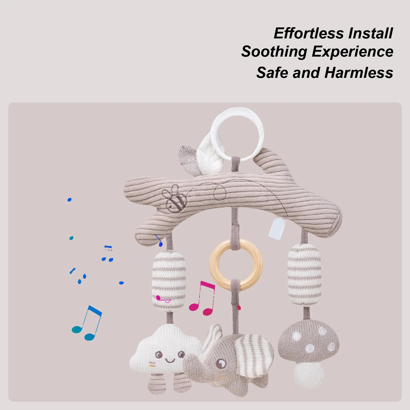 Asiento de coche para bebé, cochecito sensorial de juguete, carillón de viento colgante, actividades de aprendizaje para niños y niñas, cuna, viaje en el parque al aire libre