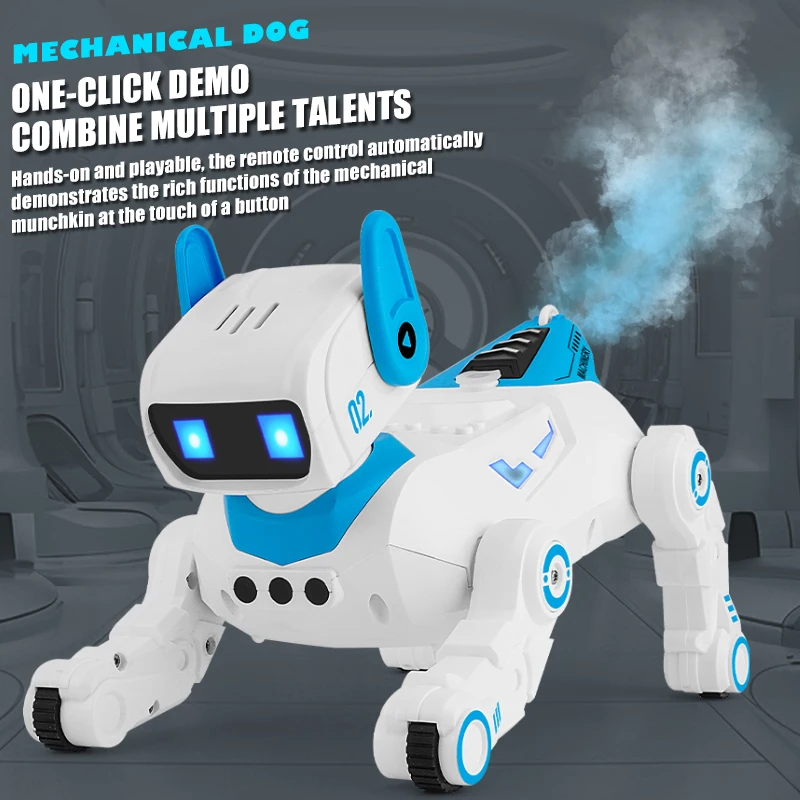 Perro Robot RC, acrobacias electrónicas para mascotas con sonido ligero, pulverizador interactivo táctil programable, perro mecánico inteligente, regalo de cumpleaños para niños - imagen 3