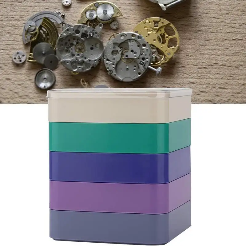 Práctica caja de almacenamiento de piezas de reloj, herramientas de reloj para componente de tornillo, piezas de Hardware de movimiento, accesorios de reloj, soporte de caja de almacenamiento - imagen 2
