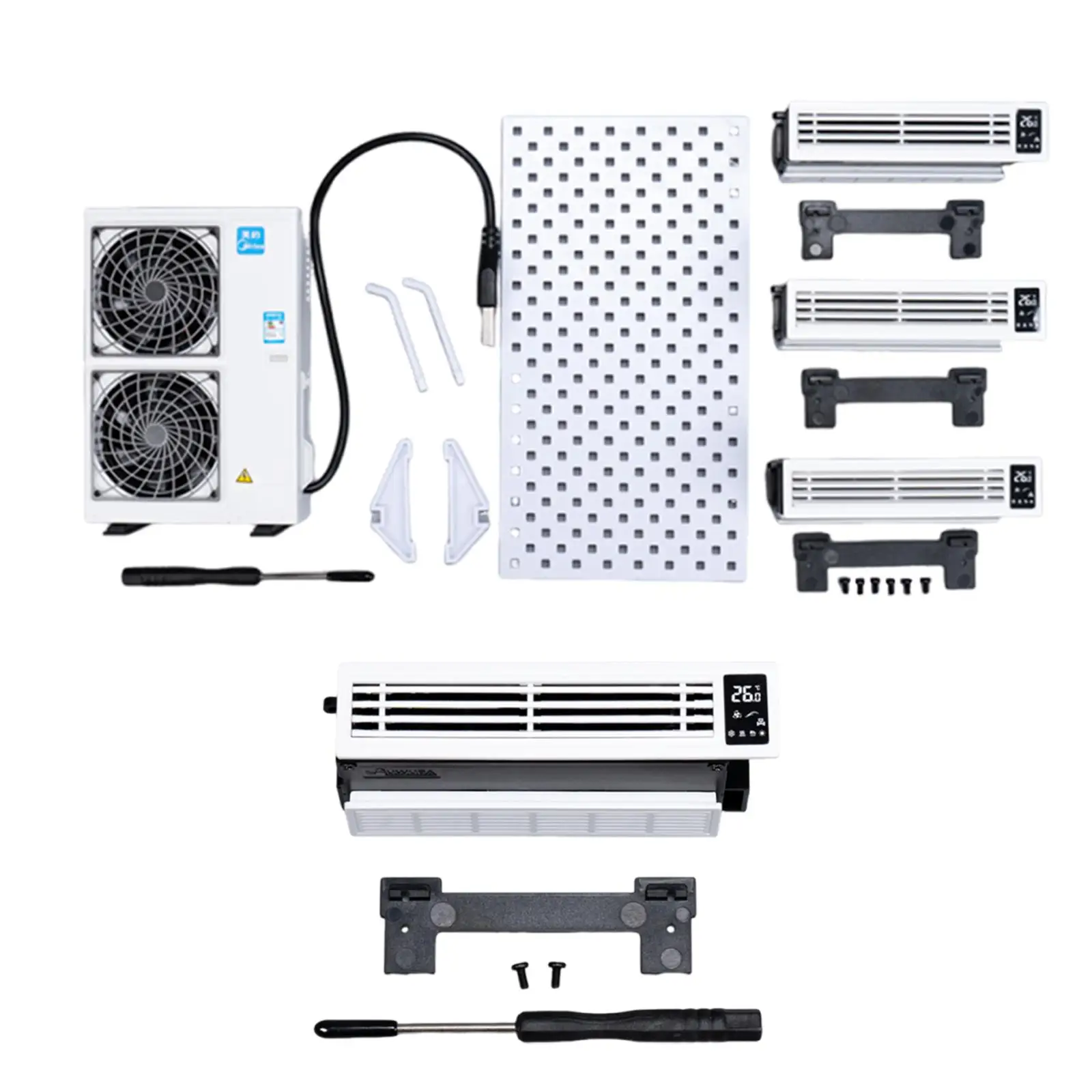 Conjunto de modelo de aire acondicionado en miniatura, decoración para casa de muñecas, adorno resistente a escala 1/12, juguete simulado, muebles para casa de muñecas - imagen 2