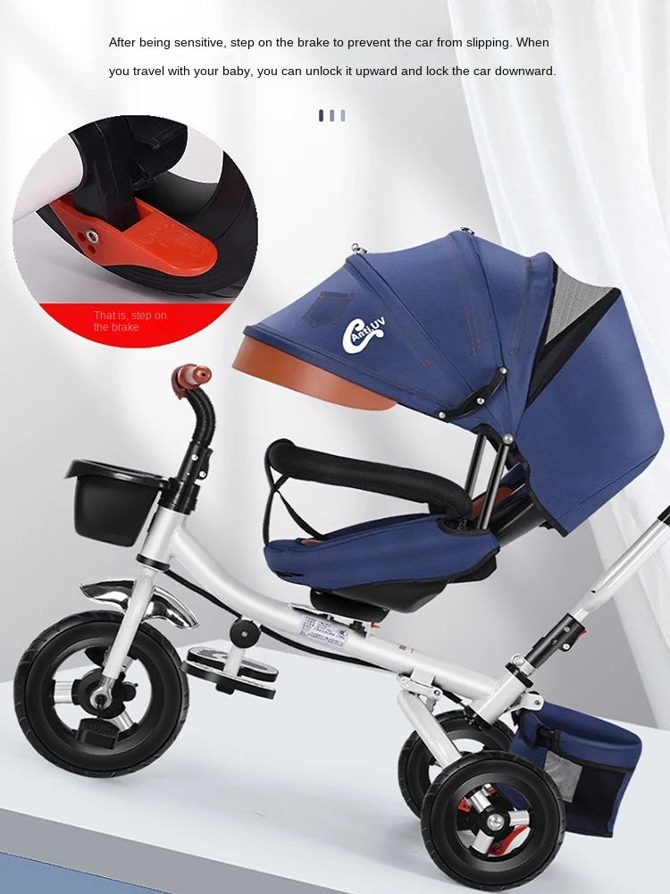 LazyChild-triciclo plegable y tumbado para niños, cochecito de bebé de 1 a 6 años, bicicleta ligera de tres ruedas - imagen 3