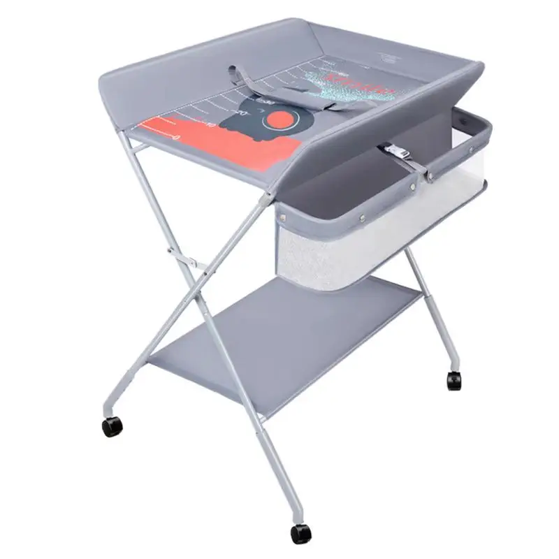 Estación de cuidado del bebé plegable y ajustable de 4 niveles, soporte Lumbar, cambiador de pañales portátil, plataforma ergonómica de lactancia infantil - imagen 5