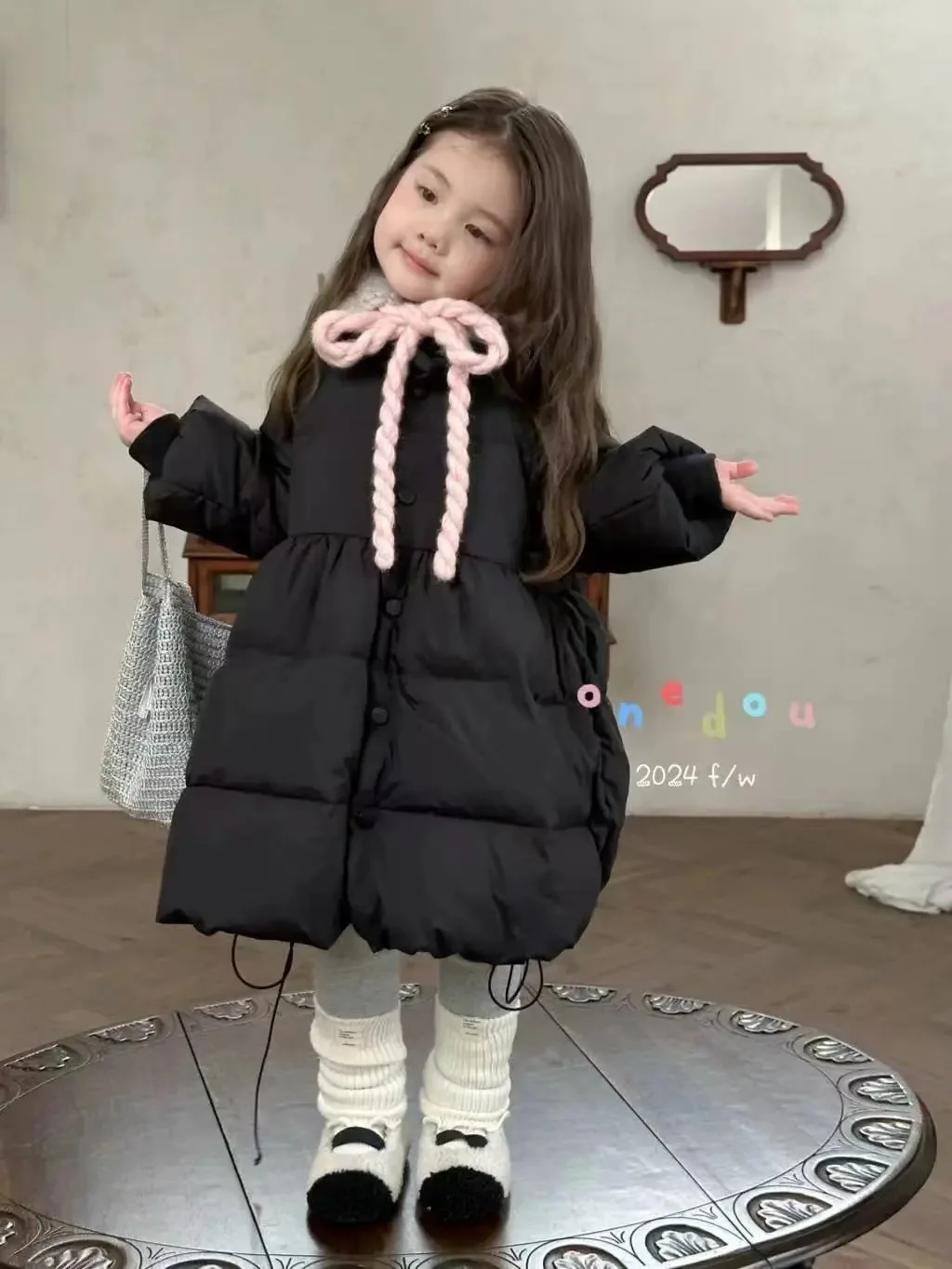 Abrigos de algodón elegantes para niñas, moda de invierno de estilo coreano a la moda para niños pequeños y niños, chaquetas de invierno de longitud media para niños - imagen 4
