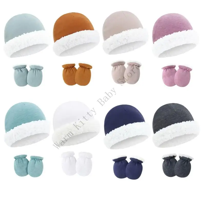 XXFE Gorro de algodón para bebé con guantes de invierno - imagen 5