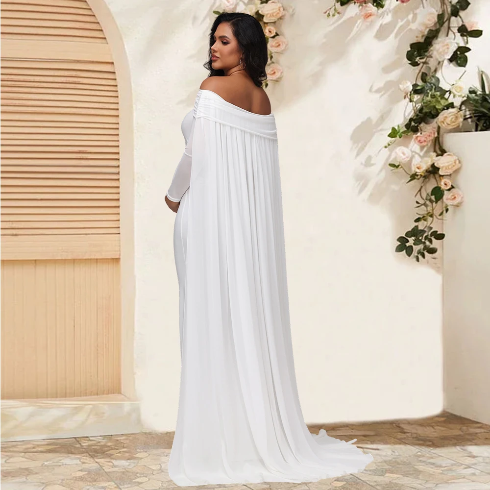 Vestido embarazo malla con chal sirena para fotos premamá - imagen 2