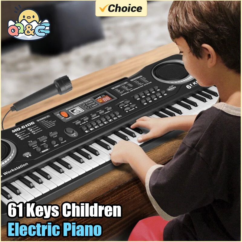 Teclado de Piano Electrónico para niños, órgano portátil de 61 teclas con micrófono, juguetes educativos, instrumento Musical, regalo para niños principiantes