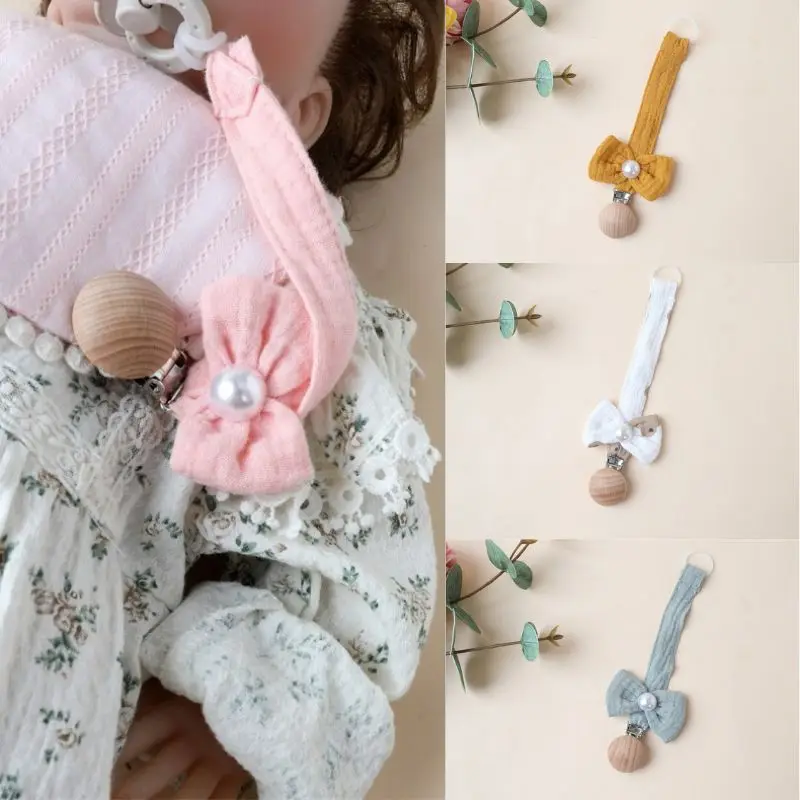 Chupete recién nacido niña con lazo princesa y clip cadena - imagen 4