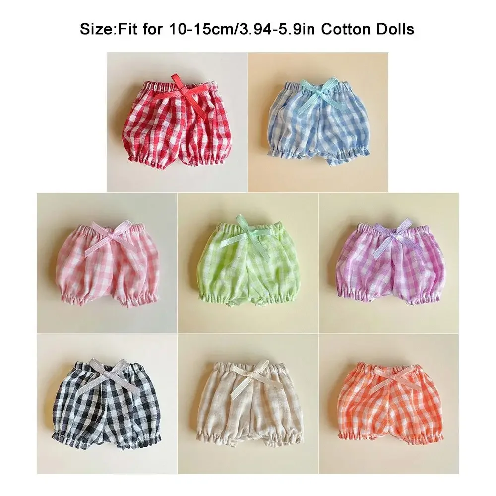 Ropa de muñeca de algodón a la moda, pantalones de muñeca de algodón multicolores a cuadros elásticos, Mini pantalones casuales bonitos para muñeca de algodón de 10 ~ 15cm - imagen 5