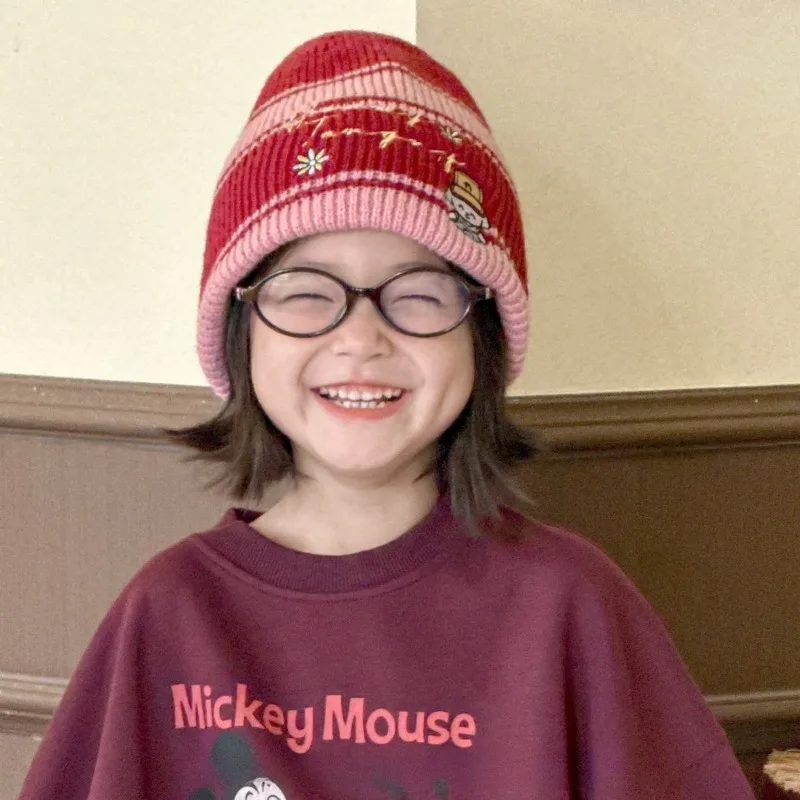 Gorro de punto retro a rayas de estilo japonés: diseño de dibujos animados unisex para niños y niñas – Gorro cálido y resistente al viento para otoño e invierno. - imagen 2