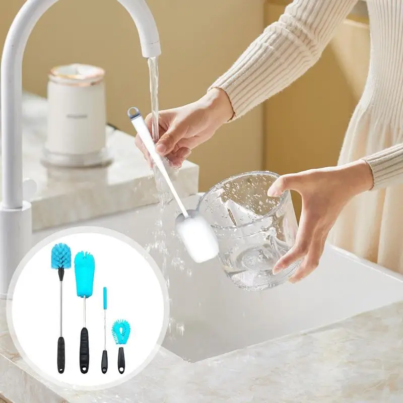 Juego de limpieza de botellas, 6X, cepillo de limpieza para botellas y pajitas, cepillo multiusos para fregar botellas, lavadora de botellas para cuello estrecho - imagen 2