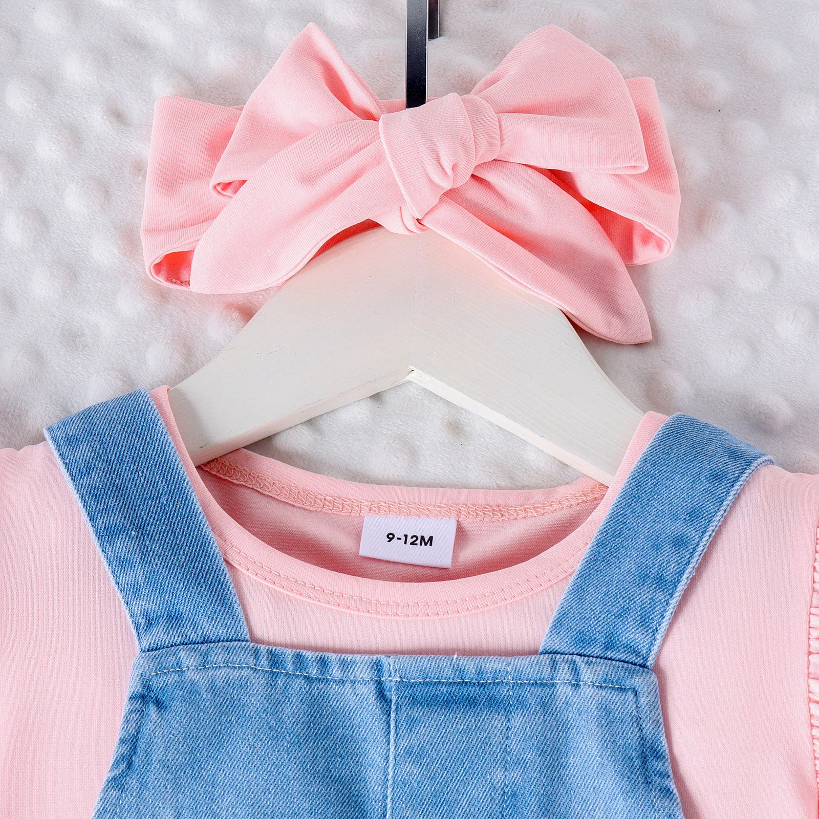 Conjuntos de 3 piezas de ropa de verano para bebé, vestido vaquero sin mangas con flores bonitas coreanas, Tops y banda para el pelo, ropa de Boutique para niños pequeños BC838 - imagen 4