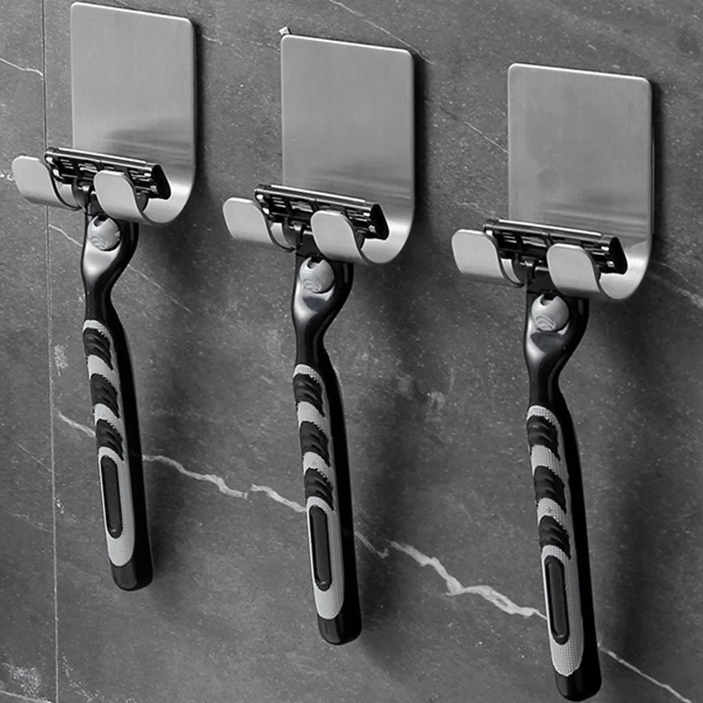 Estante para afeitadora de acero inoxidable 2CPS, gancho para afeitadora de baño, soporte de almacenamiento para estante colgante, soporte para afeitadora Manual antigua - imagen 3