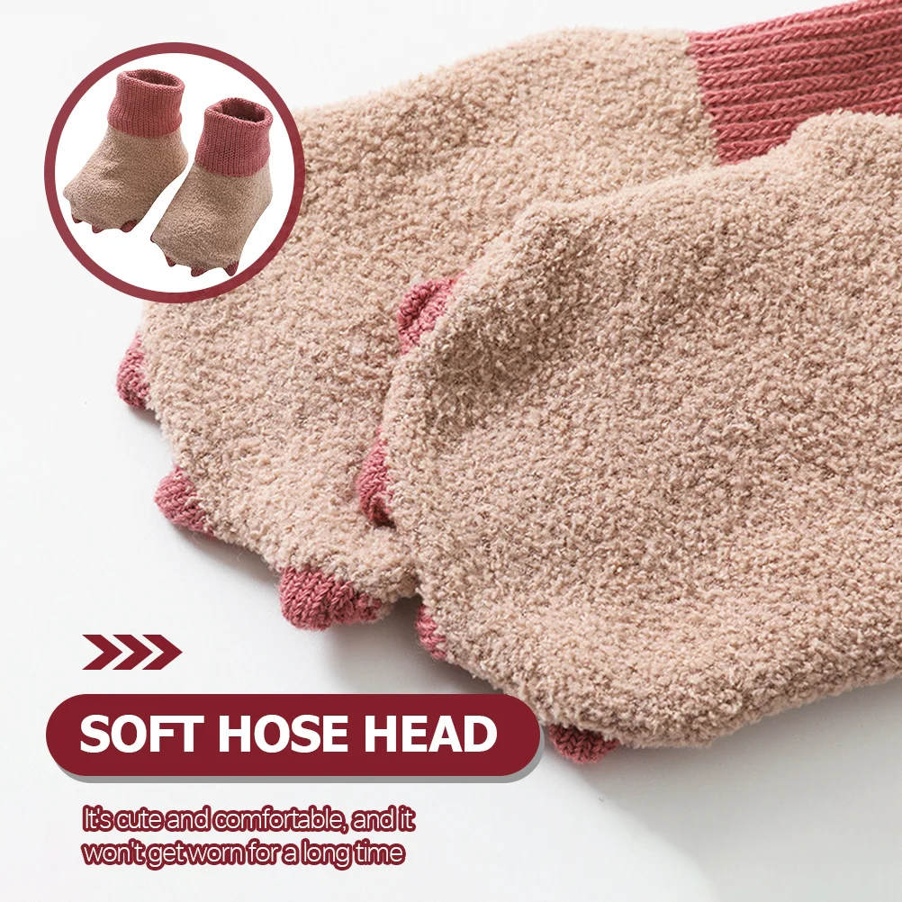 1 par de calcetines antideslizantes para bebés pequeños, calcetines infantiles elásticos y transpirables con parte inferior antideslizante para niños pequeños, calcetines para caminar en invierno - imagen 2
