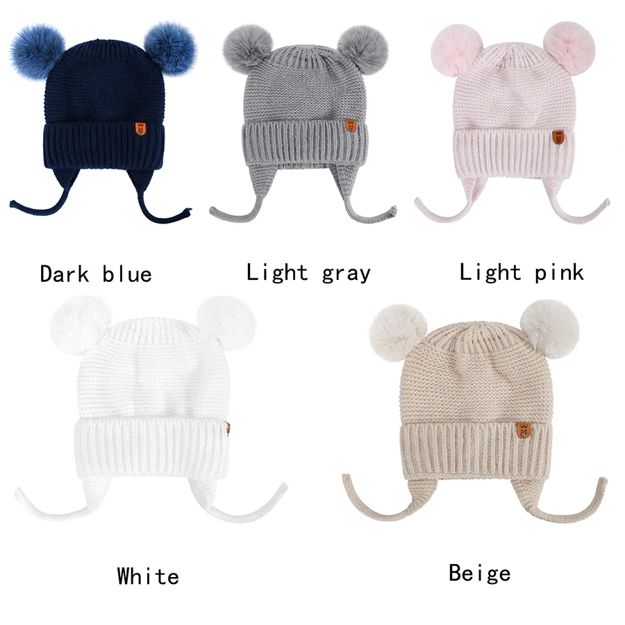 Gorro de invierno para bebé, gorro a prueba de viento para niño pequeño, bonitos gorros tejidos con pompón, gorros para recién nacidos, gorro cálido para exteriores, accesorios para niños de 0 a 12 meses - imagen 2