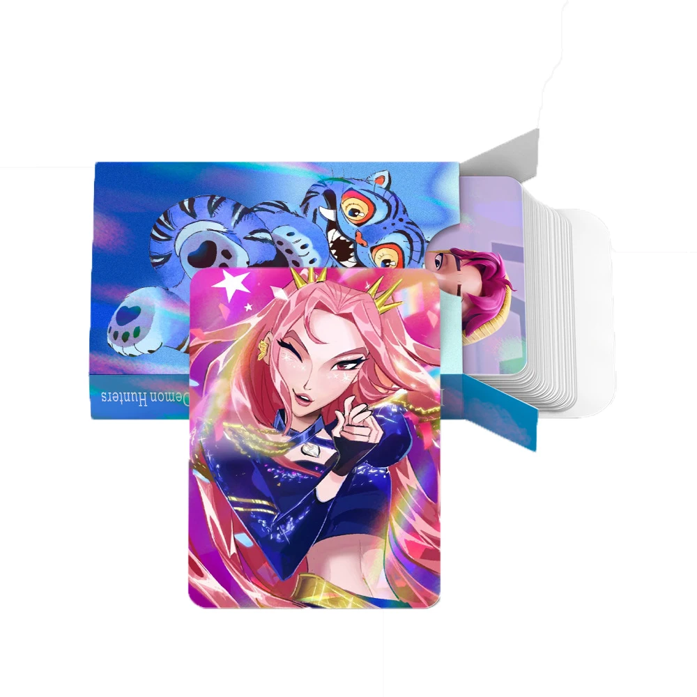 30 Uds. K-POP Demon Hunter Girl Group lindo tigre tarjetas láser de doble cara Anime juego coleccionable para Fans tarjetas holográficas regalos - imagen 4