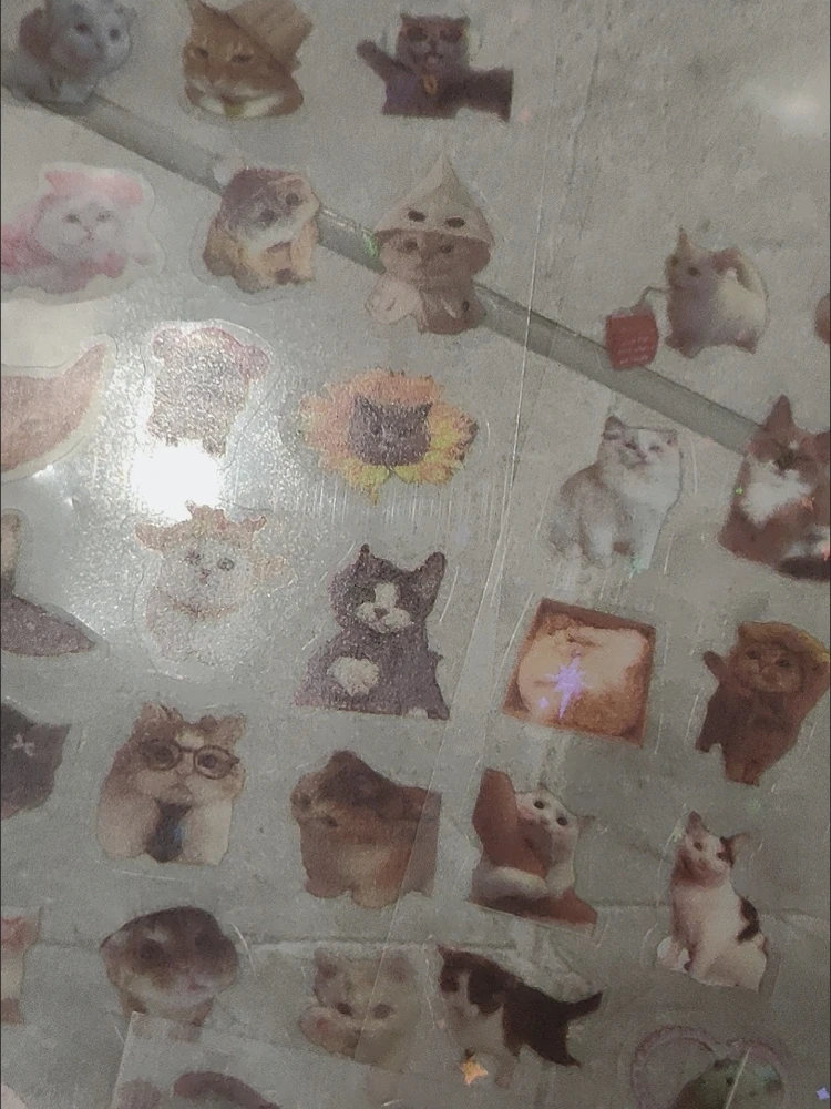 Pegatinas de gato con purpurina láser impermeables para álbumes - imagen 4