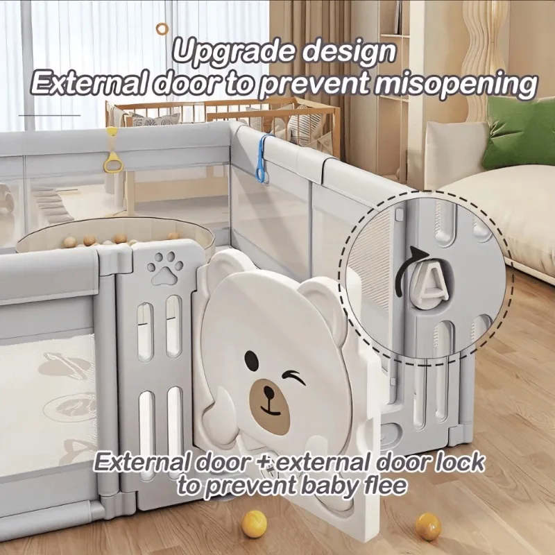 IMBABY Corralito para bebé – Seguridad infantil con oso - imagen 3