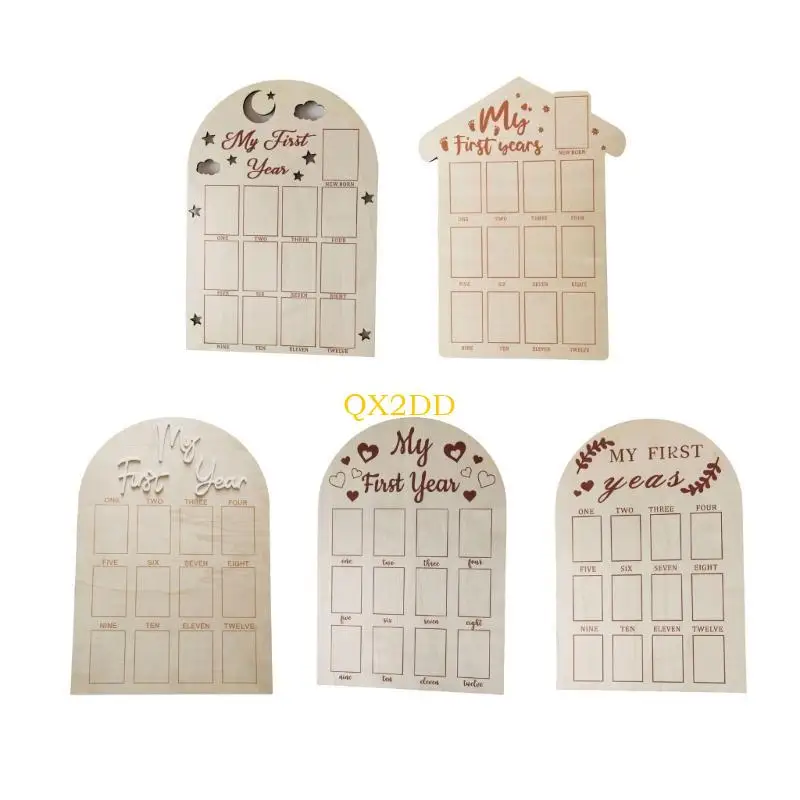 QX2D-tablero madera para exhibición fotos, decoraciones cumpleaños para bebé, marco fotos del primer año, regalo - imagen 2