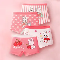 Bragas de 4 piezas para niñas, Boxer de algodón de alta calidad para niños, pantalones cortos con dibujos de conejo encantador, ropa interior transpirable para niños