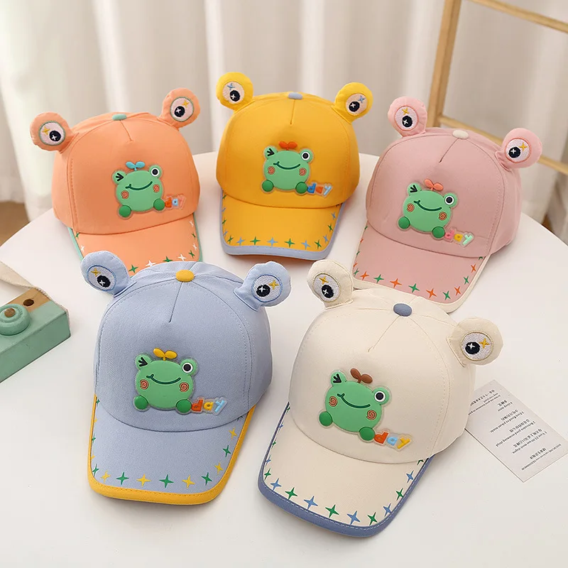 Gorra de rana de dibujos animados para niños, sombrero de Sol de salida para deportes al aire libre, protector solar para bebés, visera para exteriores, primavera y verano - imagen 2