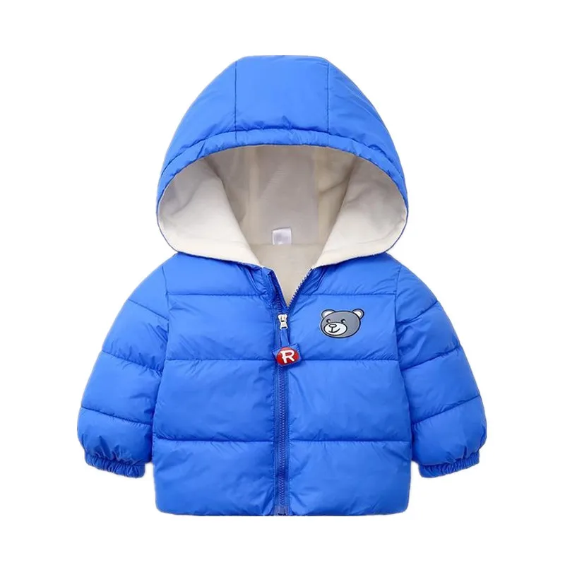 Chaqueta de lana con capucha para niños, abrigo con cremallera de oso de dibujos animados para niños, chaquetas de plumón cálidas para niños, ropa de abrigo para niños, invierno, otoño - imagen 4