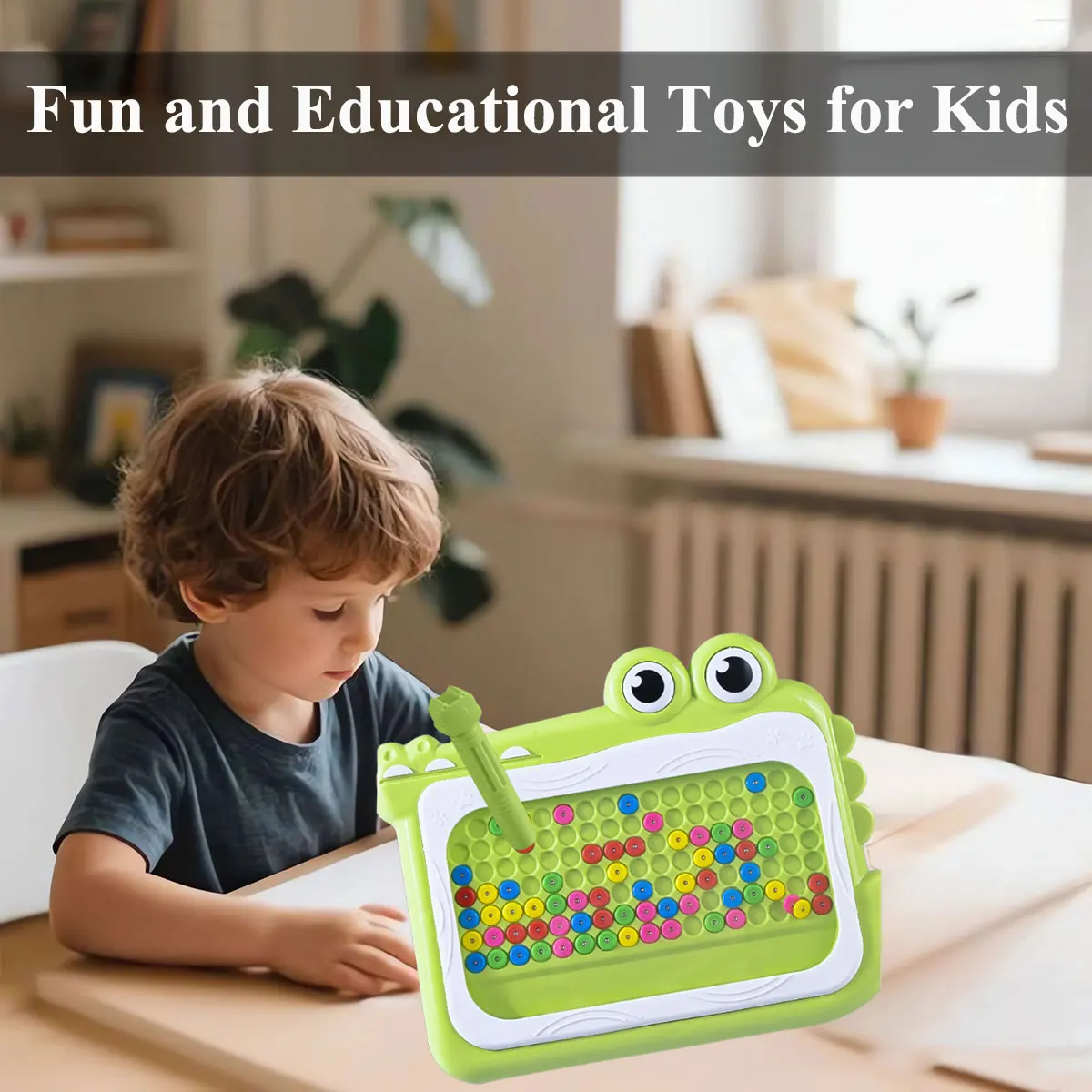 Pizarra magnética infantil con bolígrafo y cuentas – Juego educativo 3-8 años - imagen 3