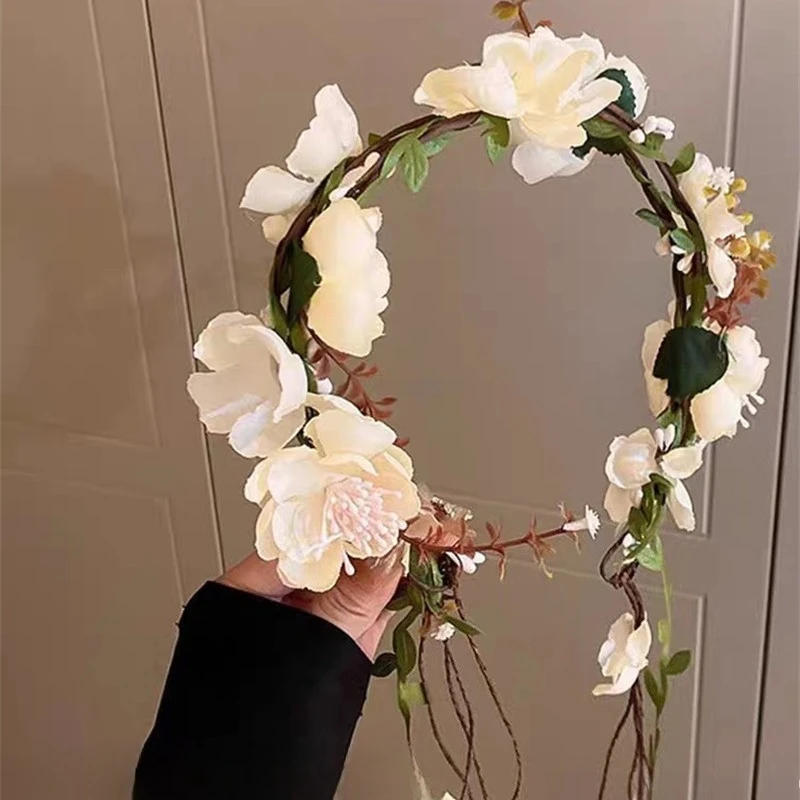 Diadema floral ajustable estilo corona mariposa boho para niña - imagen 3