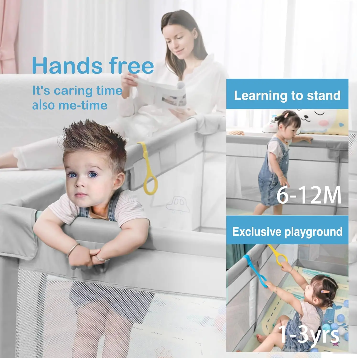 Bolígrafos de juego para bebés y niños pequeños, naipes para bebés sin huecos y a prueba de escalar para diversión en interiores, puerta de valla de seguridad para bebés - imagen 4