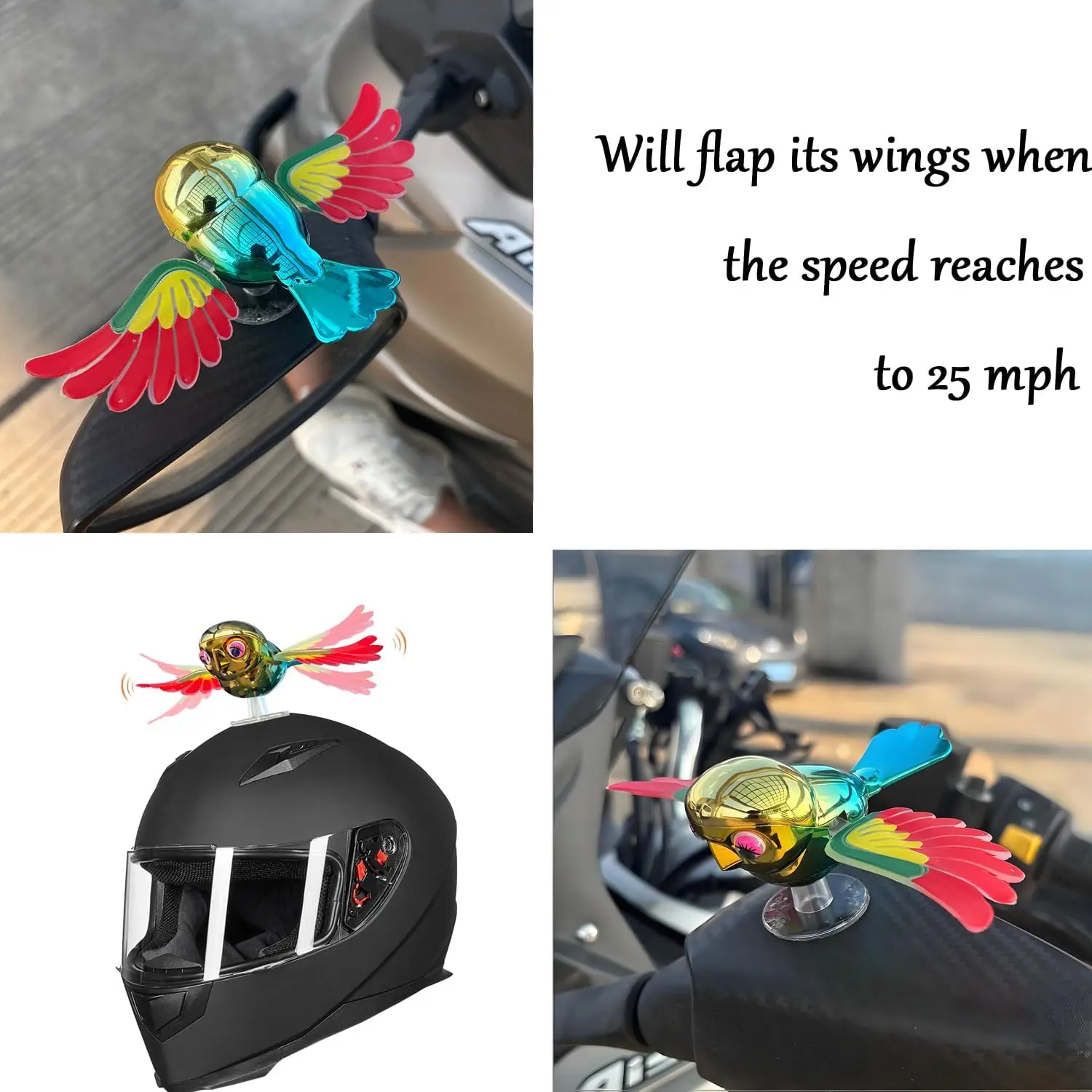Decoración de pájaros voladores para coche, espejo retrovisor que acompaña el viento, casco, capó y decoración de pájaros voladores para motocicleta - imagen 2