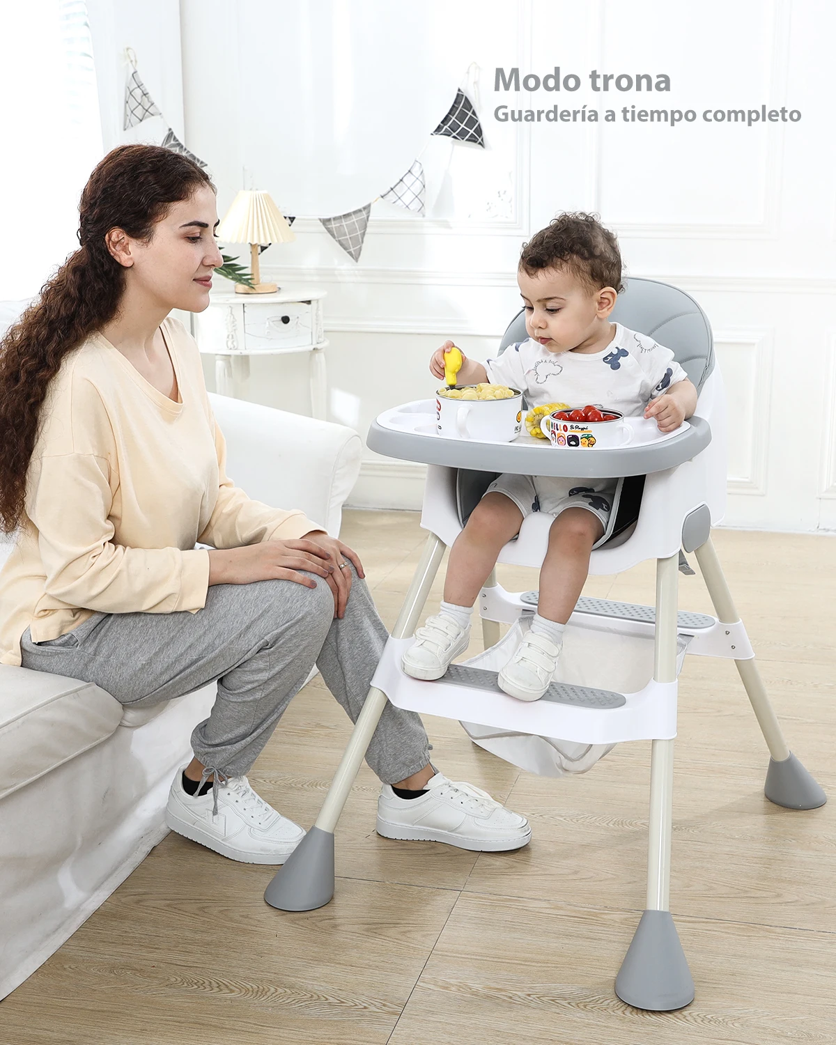 UBRAVOO Trona para bebé, 2 en 1 Tronas bebés con Reposapiés, Bandeja Doble Desmontable, Fácil de Limpiar, Trona de bebé para Niños y Niñas más de 6 Meses, HA-019 - imagen 2