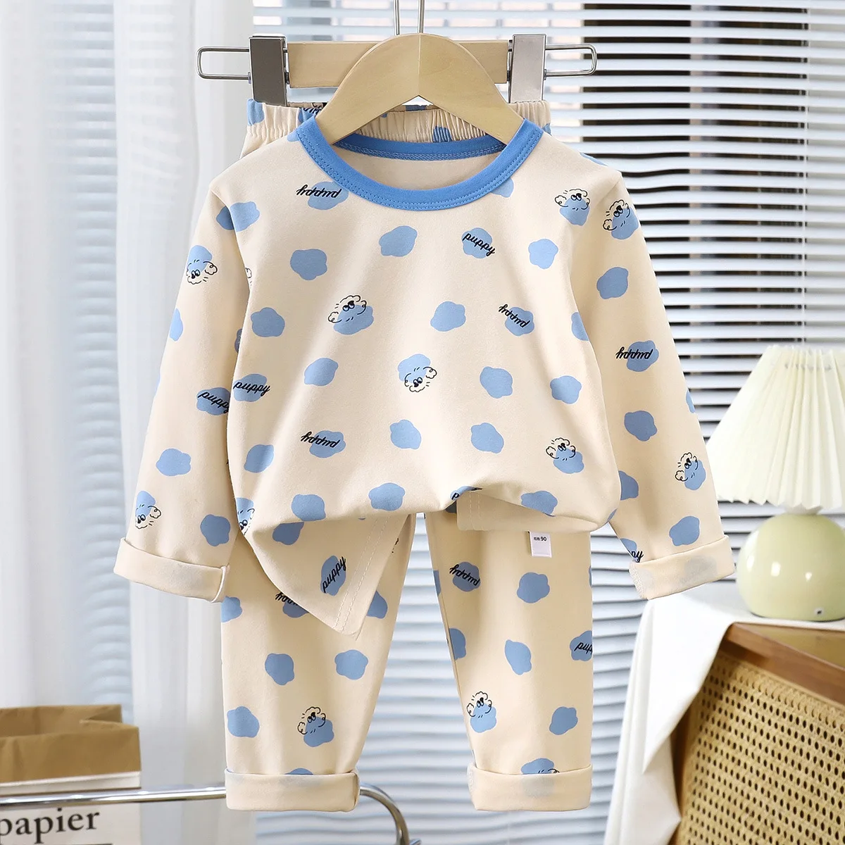 MILANCEL primavera niños conjunto de ropa de casa 1-9T conejito de dibujos animados niñas ropa de hogar traje perros letras niños pijamas 2 uds