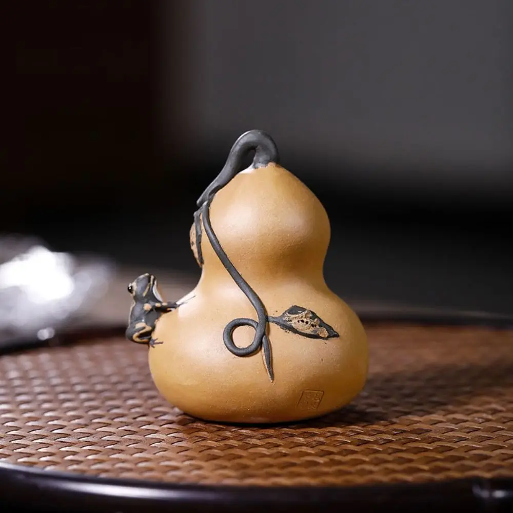 Escultura en miniatura, rana de arena púrpura, té para mascotas, bonito juego de té hecho a mano, adornos, exquisita estatua de té para oficina - imagen 3