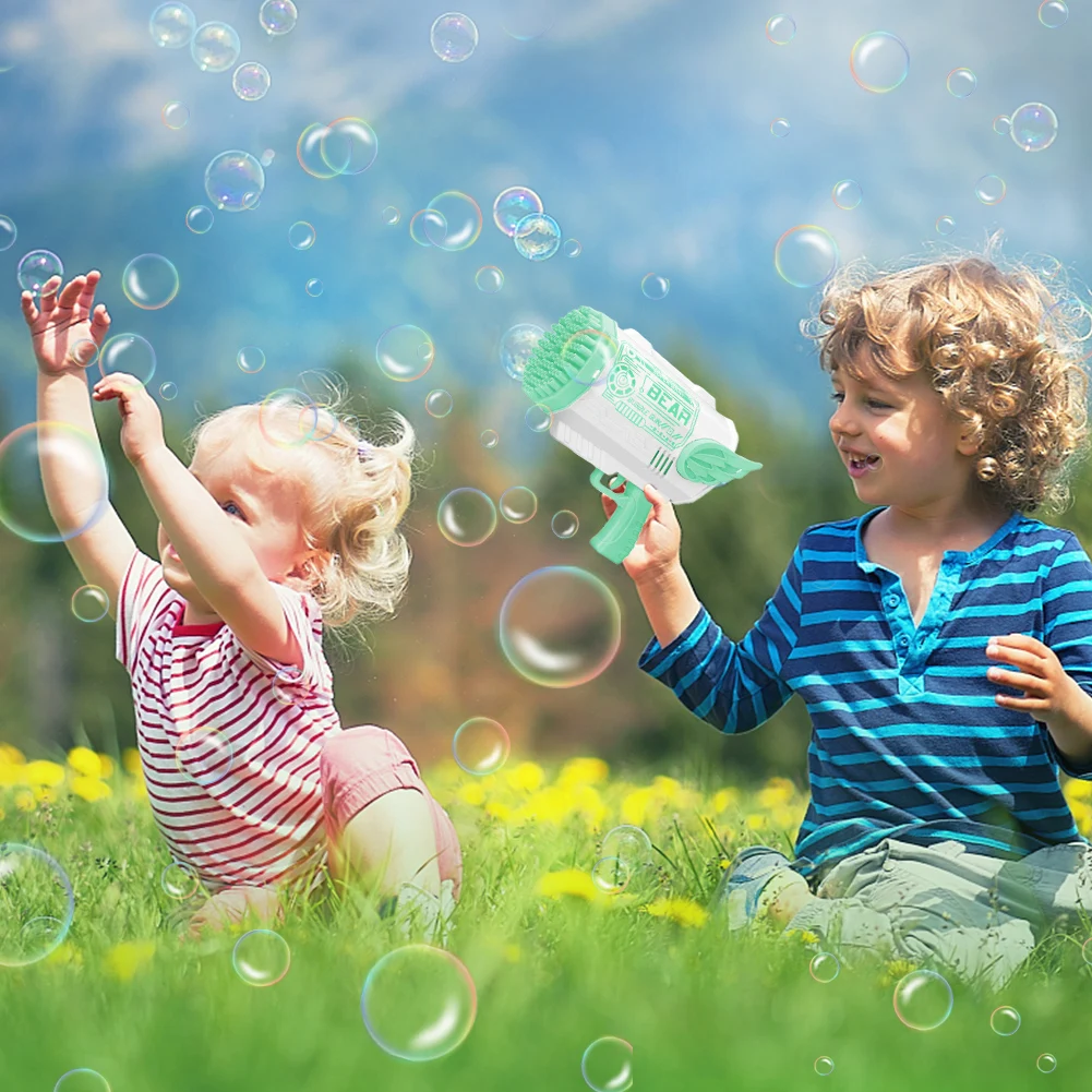 Máquina de burbujas de 80 agujeros, soplador de burbujas de jabón eléctrico automático para niños, juegos al aire libre, fiesta, juguetes de cumpleaños para niños, regalo - imagen 5