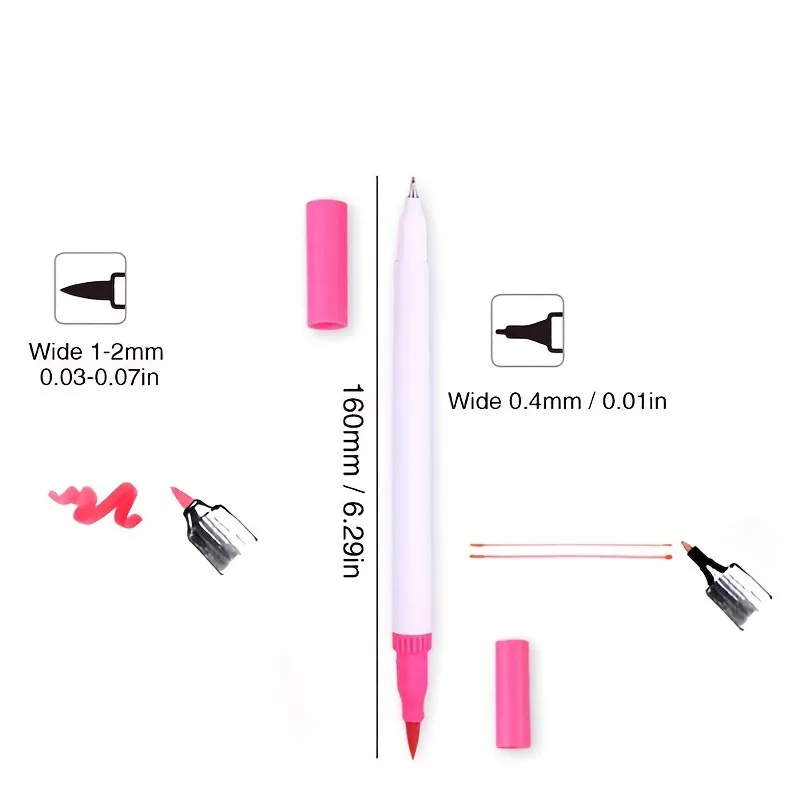 Rotuladores de pincel y punta fina de 12 colores: juego para colorear multiusos para dibujar en diario |   Regalo de Acción de Gracias de Navidad - imagen 4