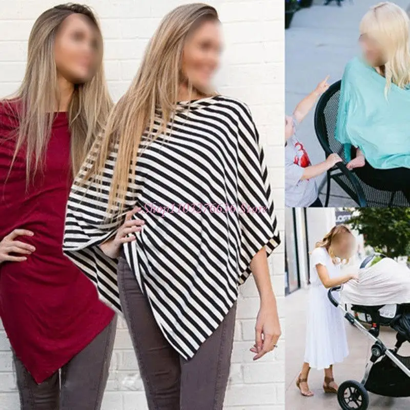 R6FD Enfermería Cubierta tapa bufanda Baby Baby Baby para canopy asiento chal rayas diagonales - imagen 5