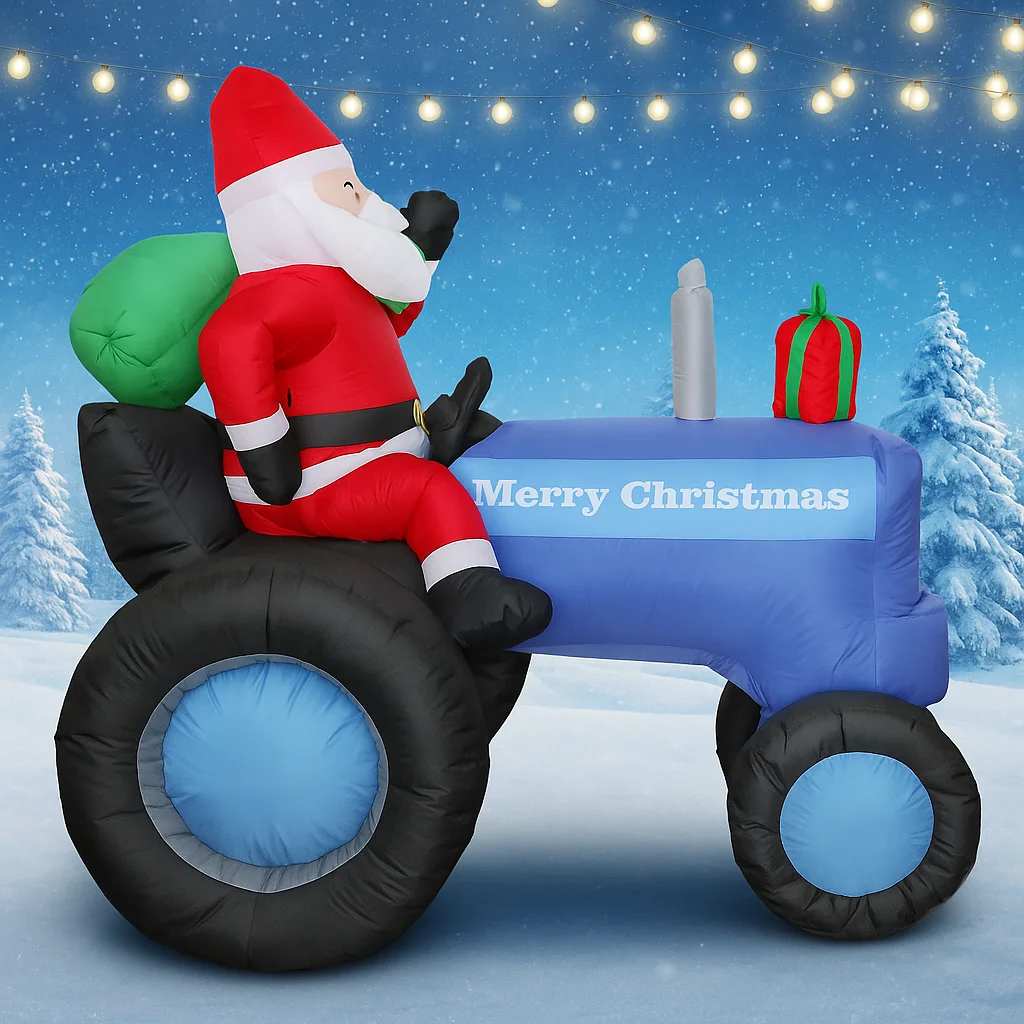 Tractor de Papá Noel inflable de 5,41 pies, juguete, adornos navideños para suministros de patio, adornos de decoración del hogar, regalos festivos para vacaciones - imagen 3