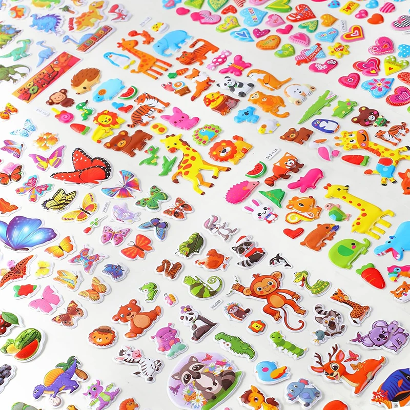 12 Uds. Pegatinas de burbujas para niños, juguetes de pegatinas 3D de plástico, varias series, dibujos animados, dinosaurio, Animal, corazón, regalo de cumpleaños para niños TMZ - imagen 5