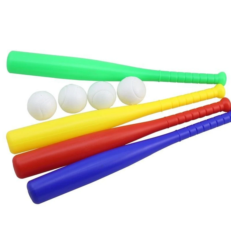 1 palo de béisbol de plástico con pelota, juego deportivo, rojo, amarillo, verde, azul, 4 colores para juegos deportivos al aire libre, regalo de béisbol ZYF - imagen 4