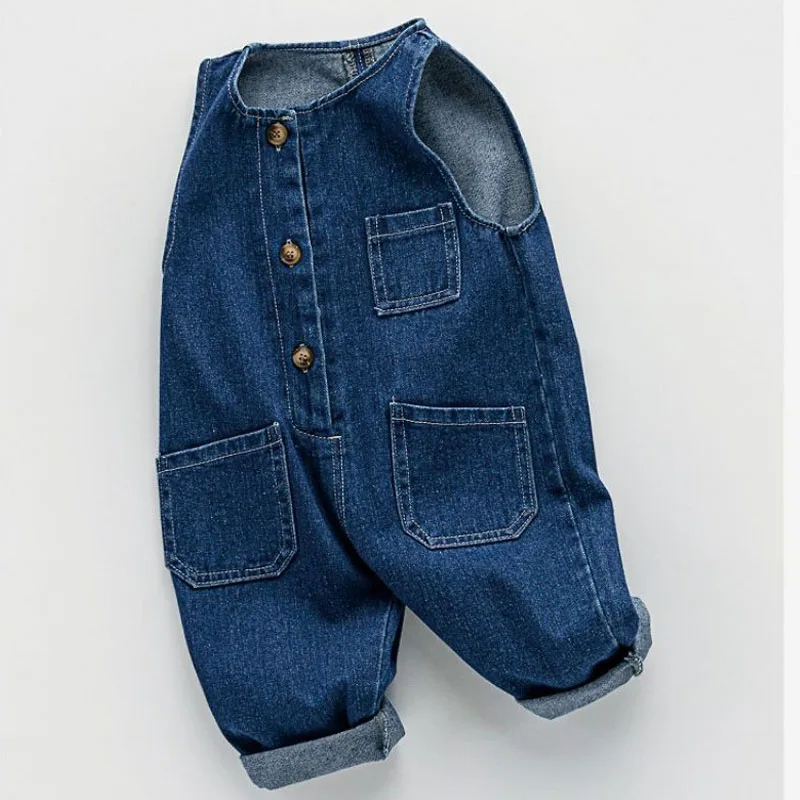 Monos de mezclilla de estilo coreano para niños y niñas, monos holgados de estilo informal, pantalones que combinan con todo, primavera y otoño - imagen 4