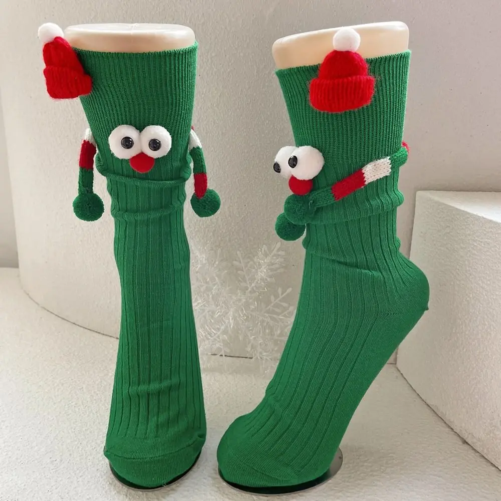 Calcetines navideños con diseños 3D transpirables, calcetines de tubo medio con ojos grandes de dibujos animados, calcetines bonitos de Navidad para fiesta infantil - imagen 4